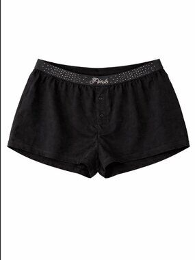 🌷 2/15 PINK Victoria’s Secret Black Rhinestone Sleep Short set Size XL